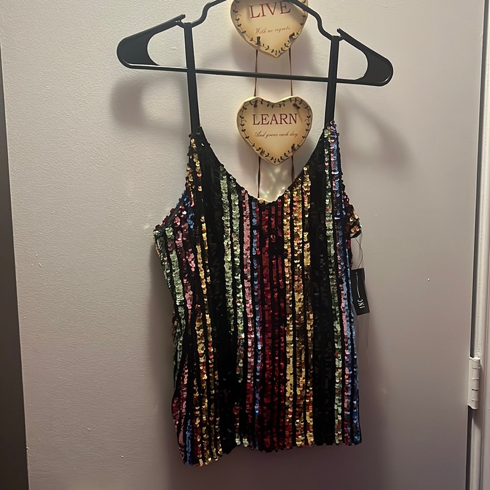 Multi color sequin top size large brand new from INC.